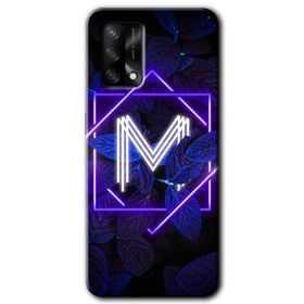 Oppo A74 Dark Neon Yaprak H Harfi Baskılı Uyumlu Silikon Kılıf