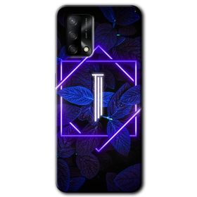 Oppo A74 Dark Neon Yaprak H Harfi Baskılı Uyumlu Silikon Kılıf