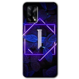 Oppo A74 Dark Neon Yaprak İ Harfi Baskılı Uyumlu Silikon Kılıf