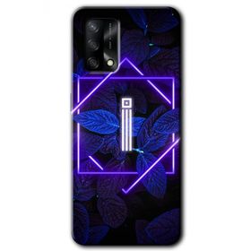 Oppo A74 Dark Neon Yaprak İ Harfi Baskılı Uyumlu Silikon Kılıf