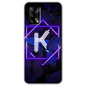 Oppo A74 Dark Neon Yaprak K Harfi Baskılı Uyumlu Silikon Kılıf