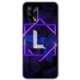 Oppo A74 Dark Neon Yaprak L Harfi Baskılı Uyumlu Silikon Kılıf