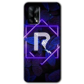 Oppo A74 Dark Neon Yaprak R Harfi Baskılı Uyumlu Silikon Kılıf
