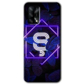 Oppo A74 Dark Neon Yaprak S Harfi Baskılı Uyumlu Silikon Kılıf
