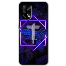 Oppo A74 Dark Neon Yaprak T Harfi Baskılı Uyumlu Silikon Kılıf