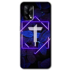 Oppo A74 Dark Neon Yaprak T Harfi Baskılı Uyumlu Silikon Kılıf