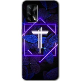 Oppo A74 Dark Neon Yaprak T Harfi Baskılı Uyumlu Silikon Kılıf