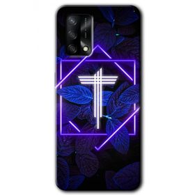 Oppo A74 Dark Neon Yaprak T Harfi Baskılı Uyumlu Silikon Kılıf