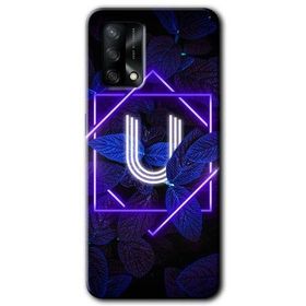 Oppo A74 Dark Neon Yaprak U Harfi Baskılı Uyumlu Silikon Kılıf