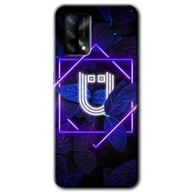 Oppo A74 Dark Neon Yaprak U Harfi Baskılı Uyumlu Silikon Kılıf