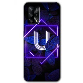 Oppo A74 Dark Neon Yaprak U Harfi Baskılı Uyumlu Silikon Kılıf