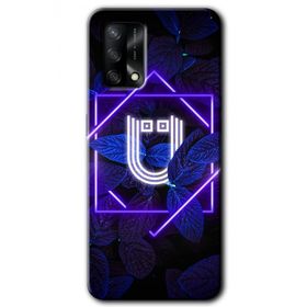 Oppo A74 Dark Neon Yaprak U Harfi Baskılı Uyumlu Silikon Kılıf
