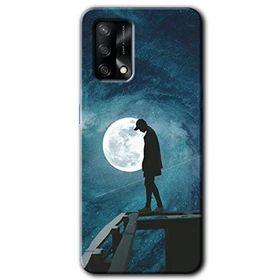 Oppo A74 Dolunay Yalnızlık Baskılı Uyumlu Silikon Kılıf
