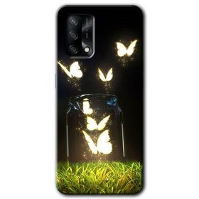 Oppo A74 Işıklı Kelebekler Baskılı Uyumlu Silikon Kılıf
