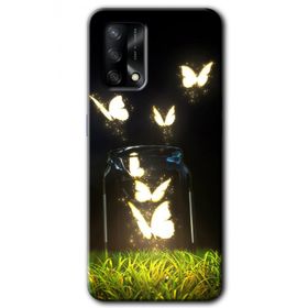 Oppo A74 Işıklı Kelebekler Baskılı Uyumlu Silikon Kılıf