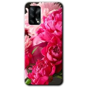 Oppo A74 Kırmızı Beyaz Gül Baskılı Uyumlu Silikon Kılıf