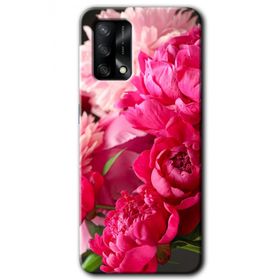 Oppo A74 Kırmızı Beyaz Gül Baskılı Uyumlu Silikon Kılıf