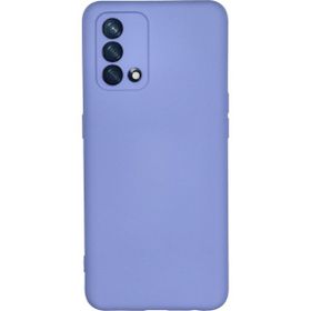 Oppo A74 Lila Kılıf Silikon Sürgülü Lens Korumalı Buzlu Şeffaf