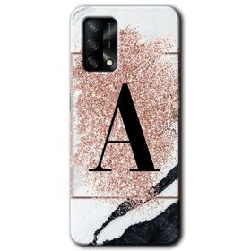 Oppo A74 Pembe Mermer Desenli A Harfi Baskılı Uyumlu Silikon Kılıf