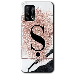 Oppo A74 Pembe Mermer Desenli Ş Harfi Baskılı Uyumlu Silikon Kılıf