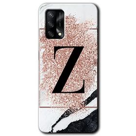Oppo A74 Pembe Mermer Desenli Z Harfi Baskılı Uyumlu Silikon Kılıf