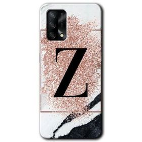 Oppo A74 Pembe Mermer Desenli Z Harfi Baskılı Uyumlu Silikon Kılıf