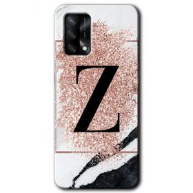 Oppo A74 Pembe Mermer Desenli Z Harfi Baskılı Uyumlu Silikon Kılıf