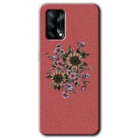 Oppo A74 Retro Çiçek Baskılı Uyumlu Silikon Kılıf