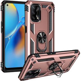 Oppo A74 Rose Gold Kılıf Zırhlı Standlı Mıknatıslı Tank Kapak