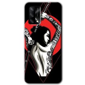 Oppo A74 Samurai Girl Baskılı Uyumlu Silikon Kılıf