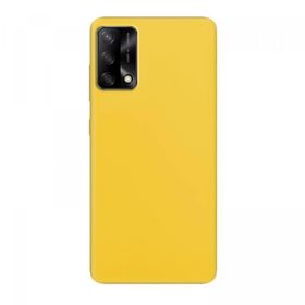 Oppo A74 Sarı Kılıf Silikon Sürgülü Lens Korumalı Buzlu Şeffaf