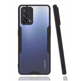 Oppo A74 Siyah Kılıf Silikon Sürgülü Lens Korumalı Buzlu Şeffaf