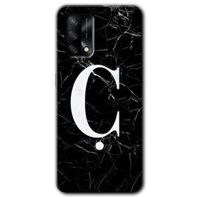 Oppo A74 Siyah Mermer Desenli Ç Harfi Baskılı Uyumlu Silikon Kılıf