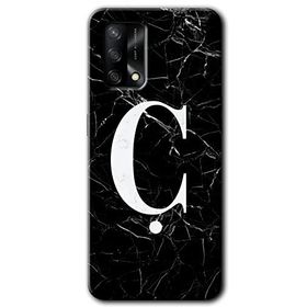 Oppo A74 Siyah Mermer Desenli Ç Harfi Baskılı Uyumlu Silikon Kılıf