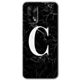 Oppo A74 Siyah Mermer Desenli Ç Harfi Baskılı Uyumlu Silikon Kılıf