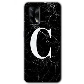 Oppo A74 Siyah Mermer Desenli Ç Harfi Baskılı Uyumlu Silikon Kılıf