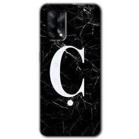 Oppo A74 Siyah Mermer Desenli Ç Harfi Baskılı Uyumlu Silikon Kılıf