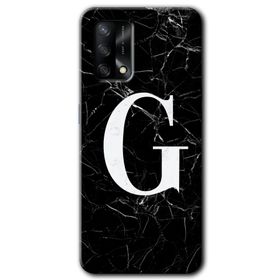 Oppo A74 Siyah Mermer Desenli G Harfi Baskılı Uyumlu Silikon Kılıf
