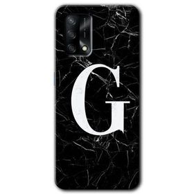 Oppo A74 Siyah Mermer Desenli G Harfi Baskılı Uyumlu Silikon Kılıf