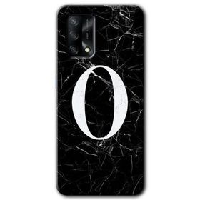 Oppo A74 Siyah Mermer Desenli O Harfi Baskılı Uyumlu Silikon Kılıf