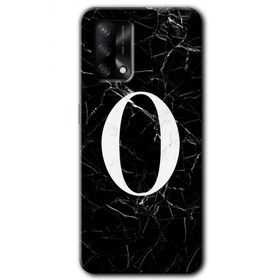 Oppo A74 Siyah Mermer Desenli O Harfi Baskılı Uyumlu Silikon Kılıf