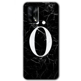 Oppo A74 Siyah Mermer Desenli O Harfi Baskılı Uyumlu Silikon Kılıf