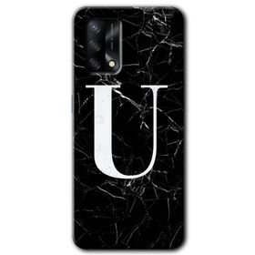 Oppo A74 Siyah Mermer Desenli Ü Harfi Baskılı Uyumlu Silikon Kılıf