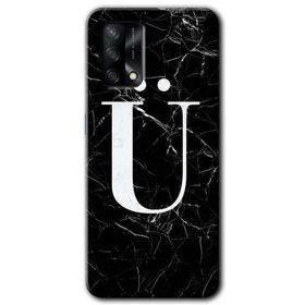 Oppo A74 Siyah Mermer Desenli Ü Harfi Baskılı Uyumlu Silikon Kılıf