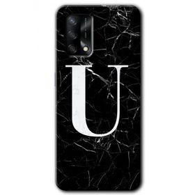 Oppo A74 Siyah Mermer Desenli Ü Harfi Baskılı Uyumlu Silikon Kılıf