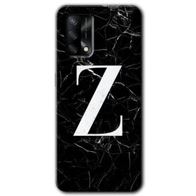 Oppo A74 Siyah Mermer Desenli Z Harfi Baskılı Uyumlu Silikon Kılıf