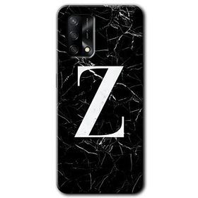 Oppo A74 Siyah Mermer Desenli Z Harfi Baskılı Uyumlu Silikon Kılıf