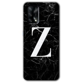 Oppo A74 Siyah Mermer Desenli Z Harfi Baskılı Uyumlu Silikon Kılıf