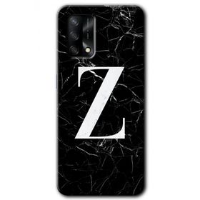 Oppo A74 Siyah Mermer Desenli Z Harfi Baskılı Uyumlu Silikon Kılıf