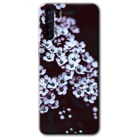 Oppo A91 Beyaz Çiçek Baskılı Uyumlu Silikon Kılıf